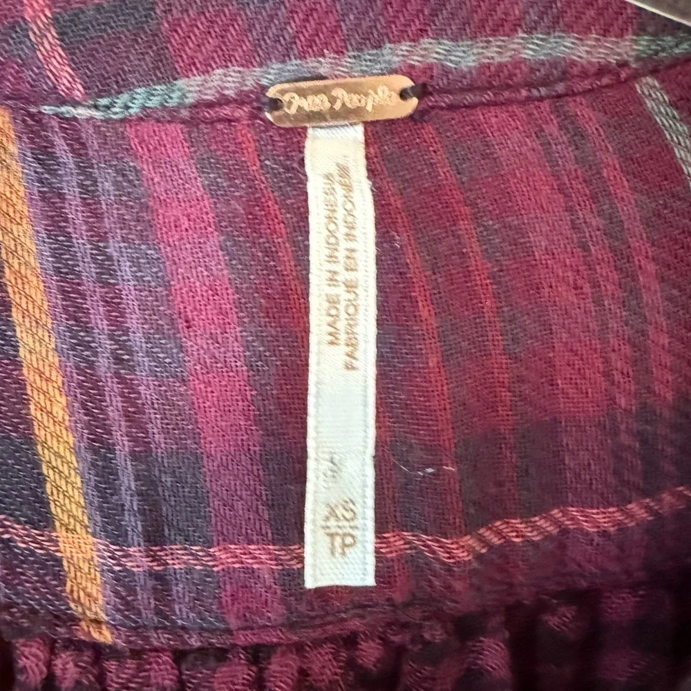 Free People Come On Over Plaid Button Down Top in Size XS